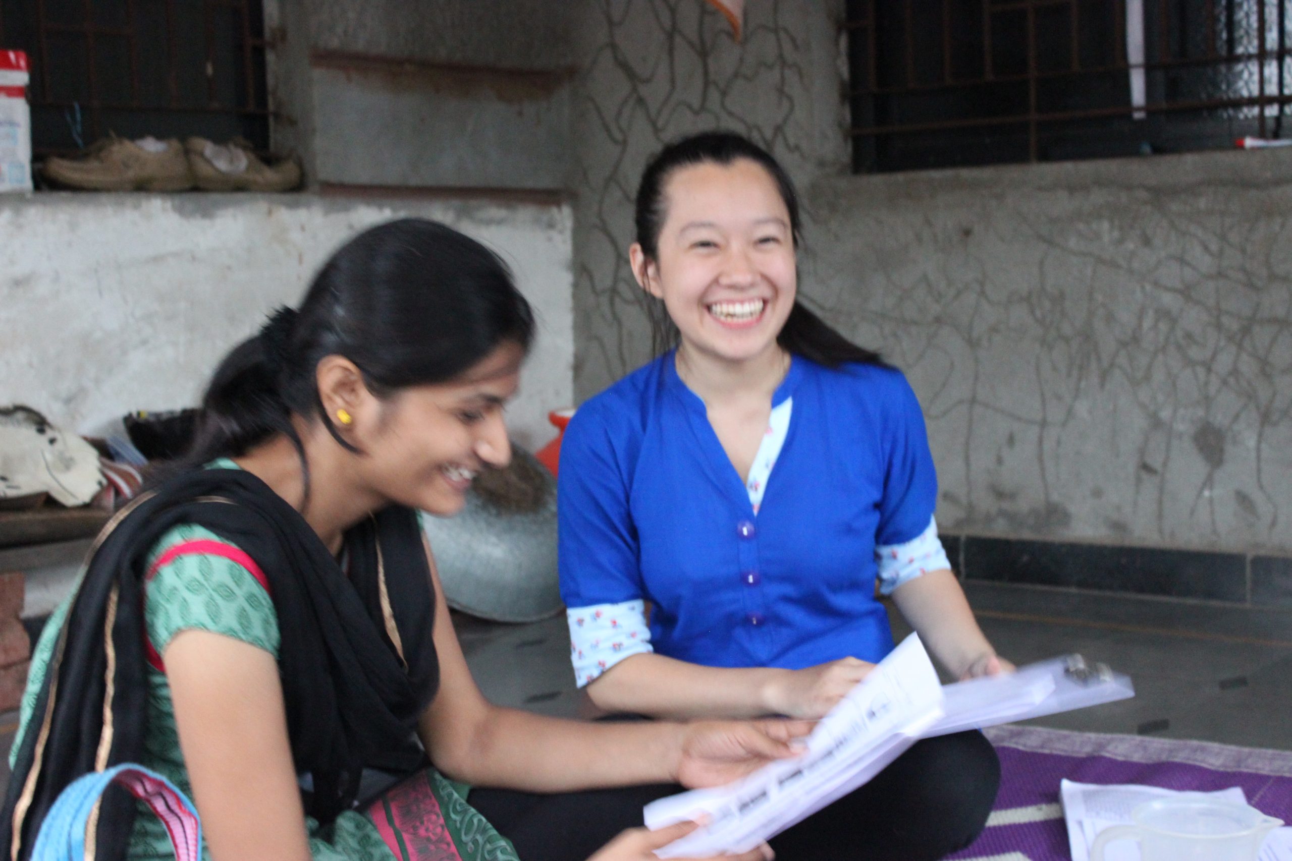 Student interns laughing