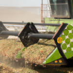 Combined harvester harvesting chickpeas