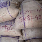 Jute sacks of soybeans