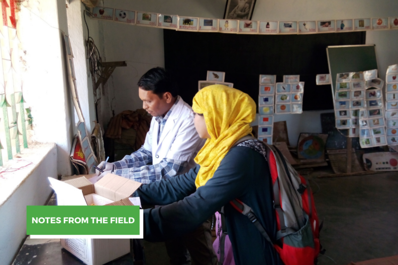Soumya Gupta and a staffer handle medical equipment
