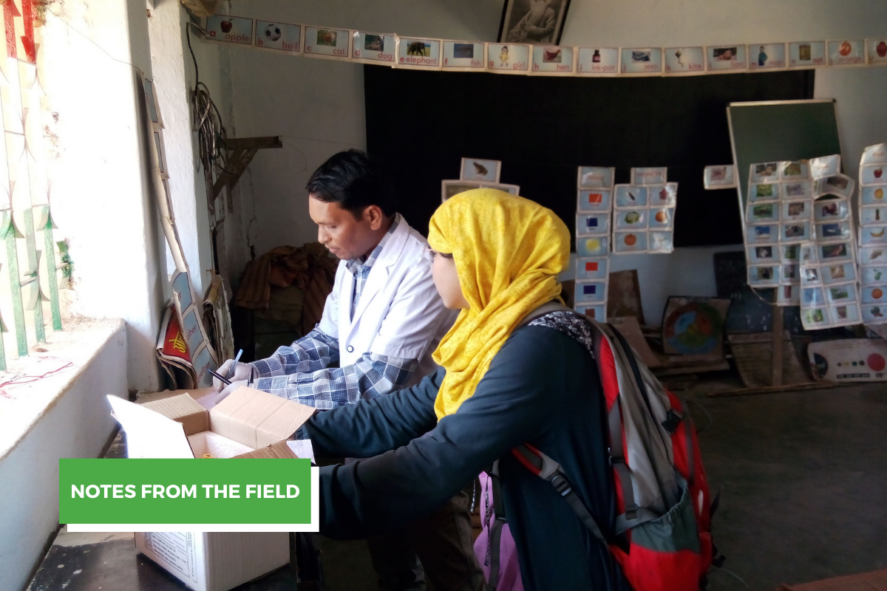 Soumya Gupta and a staffer handle medical equipment