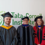 Whitman Barret, Prabhu Pingali, and Vanisha Sharma wearing academic regalia.