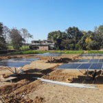 Solar panels newly installed on farmland